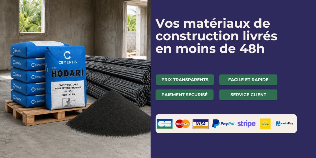 Livraison en 48 h de matériaux de construction aux Comores