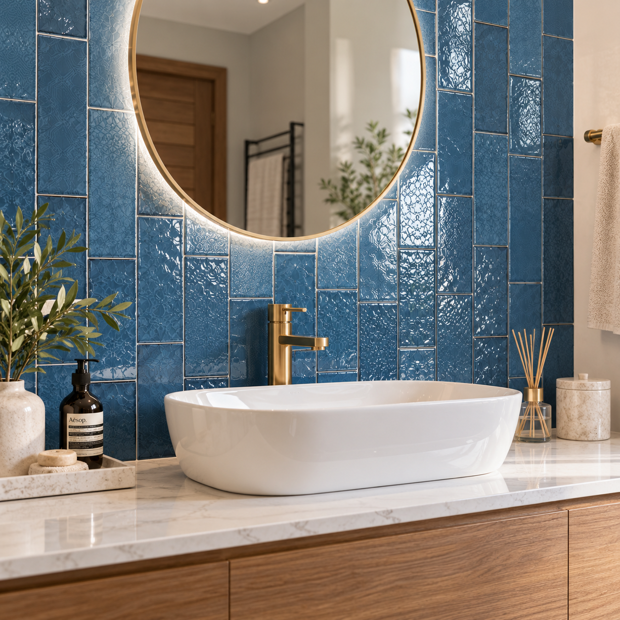 Carrelage mural effet zellige 7,5 × 30 cm – Salle de bains