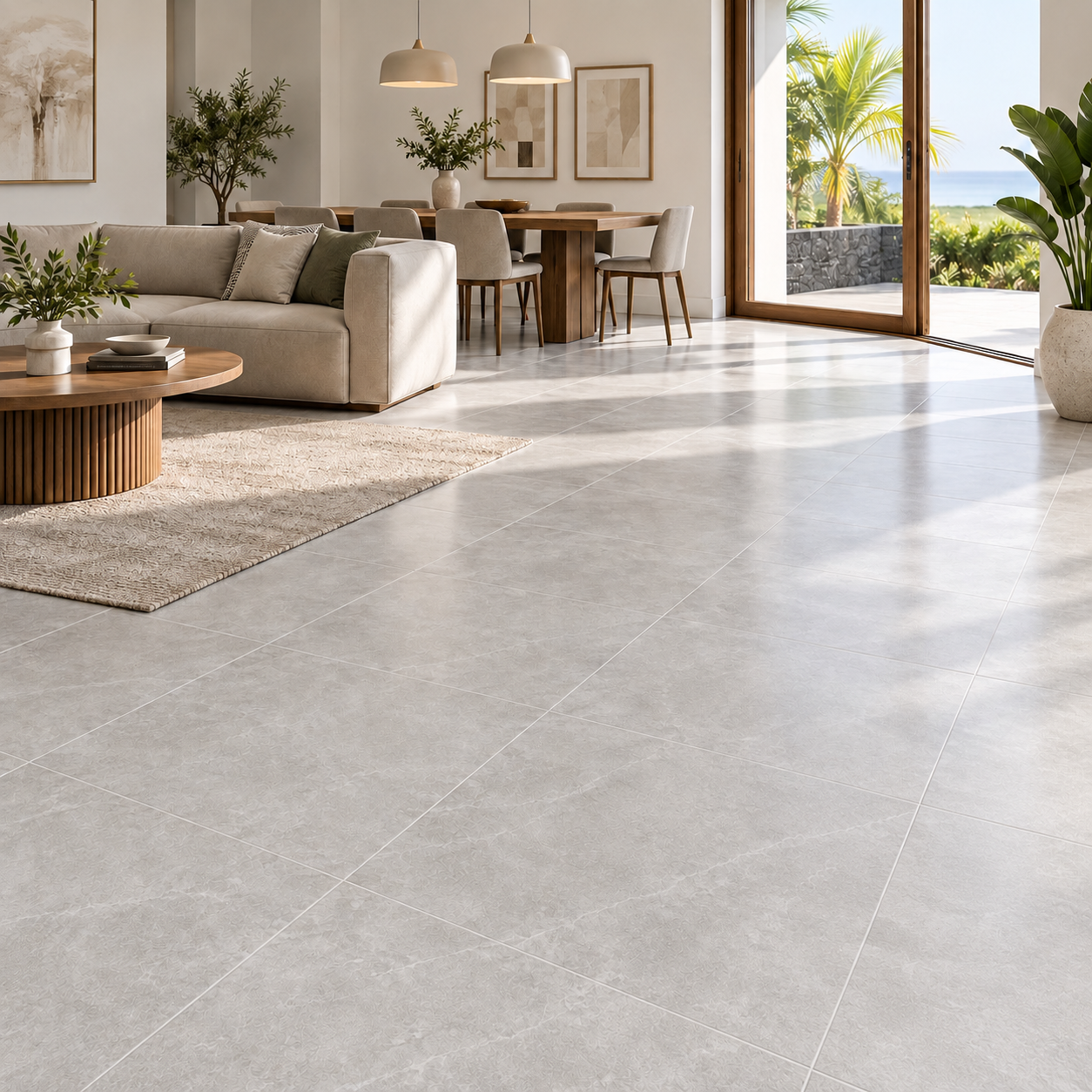 Carrelage grès cérame 60 × 60 cm – Gris clair