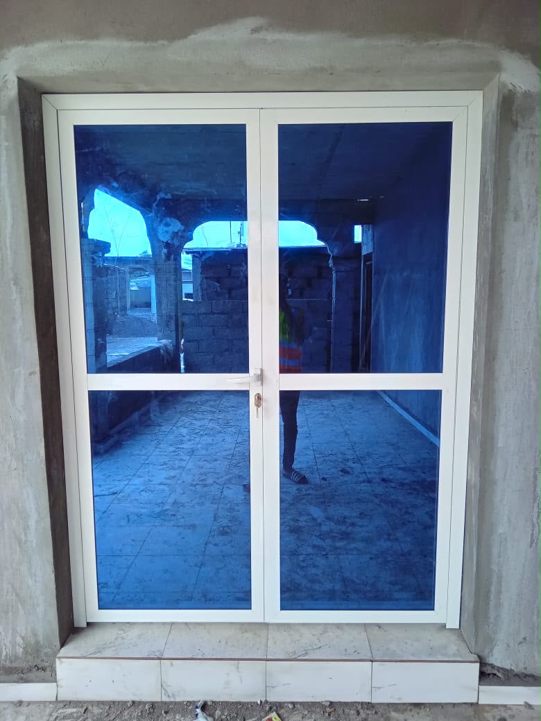Porte d'entrée Double en Aluminium Blanc