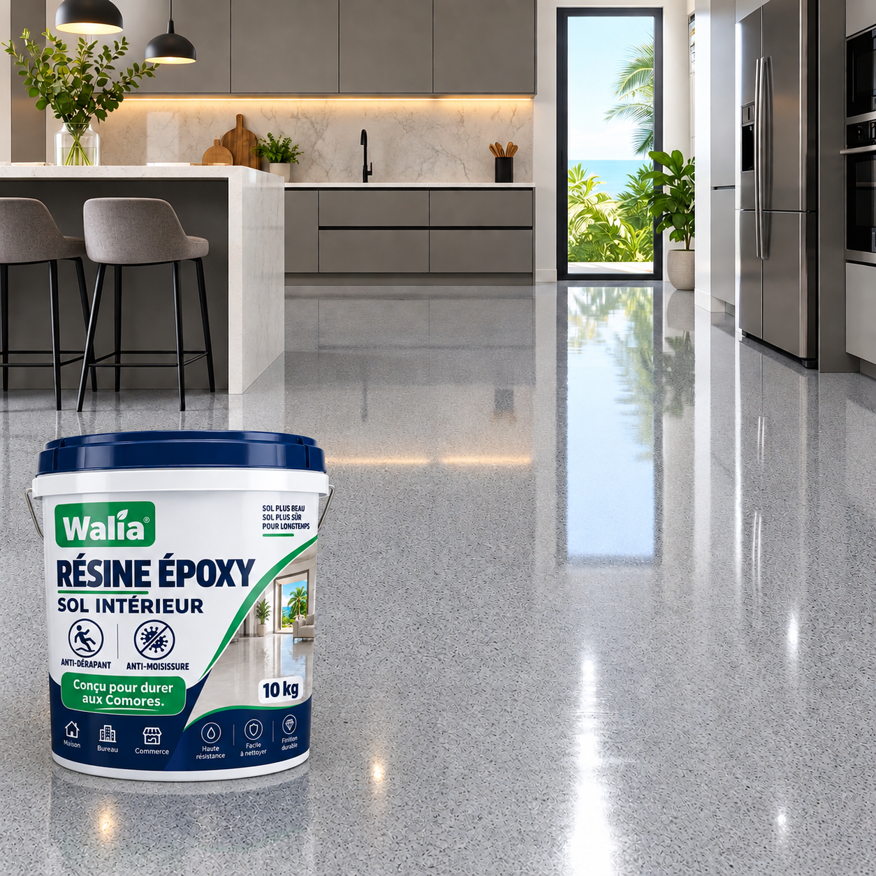 Résine époxy autolissante pour sol intérieur - Bidon 10 kg